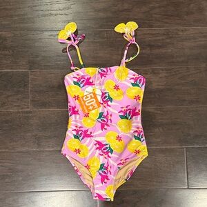 Kids Lemon Print One Piece Swimsuit - Pink
